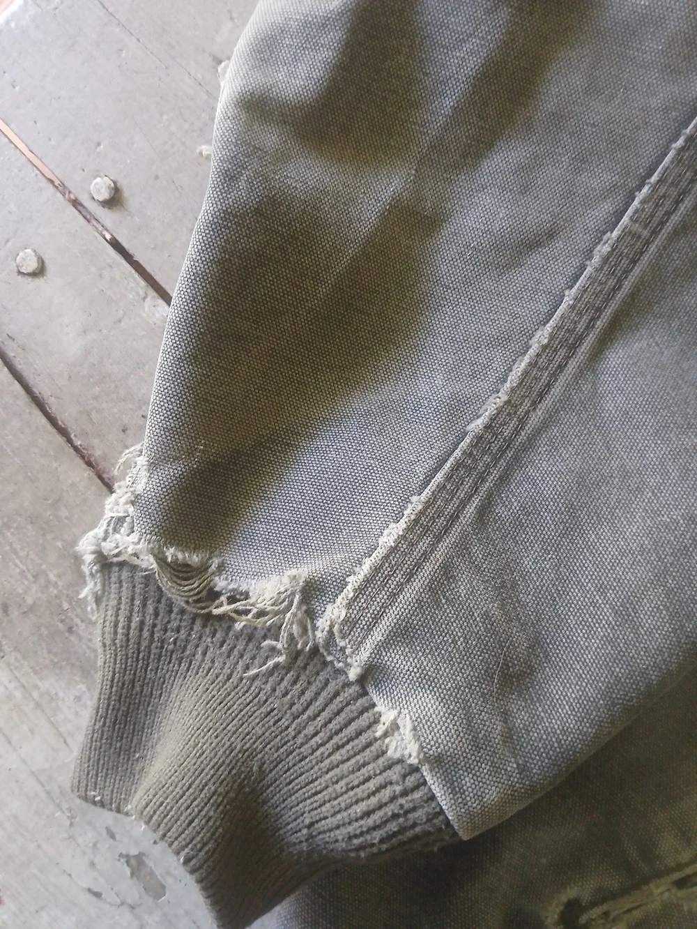 Vtg. Carhartt Men’s J102 Work Jacket 2XL Gray/Moss Distressed